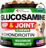 Glucosamine for Dogs Hip and Joint Supplement for Dogs Chondroitin for Dogs Dog Joint Pain Relief Treats with MSM Hemp 120 Mobility Chews