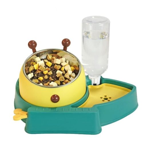 Elevated Tilted Food and Water Bowl Set, Raised Bowl with Automatic Water Dispenser Bottle for Cats and Small Dogs Kitten Puppy Elevated Tilted Food and Water Bowl Set, Raised Bowl with Automatic Water Dispenser Bottle for Cats and Small Dogs Kitten Puppy