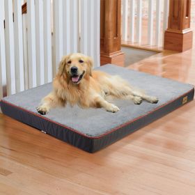 Large Orthopedic Dog Bed Kennel Memory Foam Waterproof Pet Bed with Removable Washable Cover Nonskid Bottom Joint Relief (Color: Gray, size: XL)